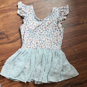 Caden Lane Floral Blue and White girls dance leotard dress